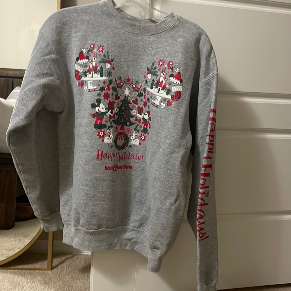Gray Walt Disney world happy holidays crewneck